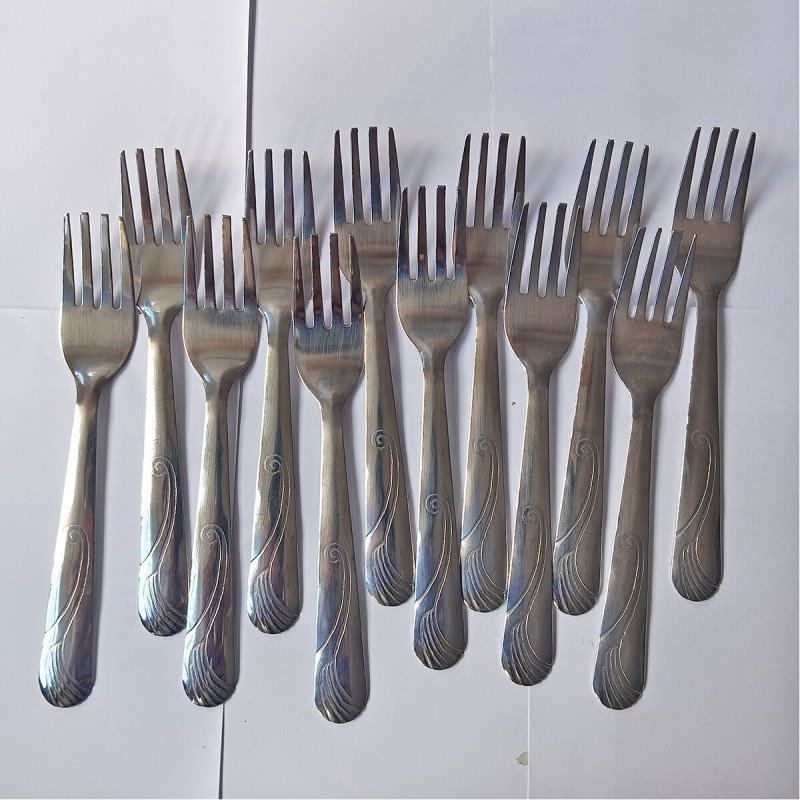 Picture of Nova Black Berry 12 pcs Stainless Steel sweet Spoons Mini fork Coffee Forkspoon-Silver