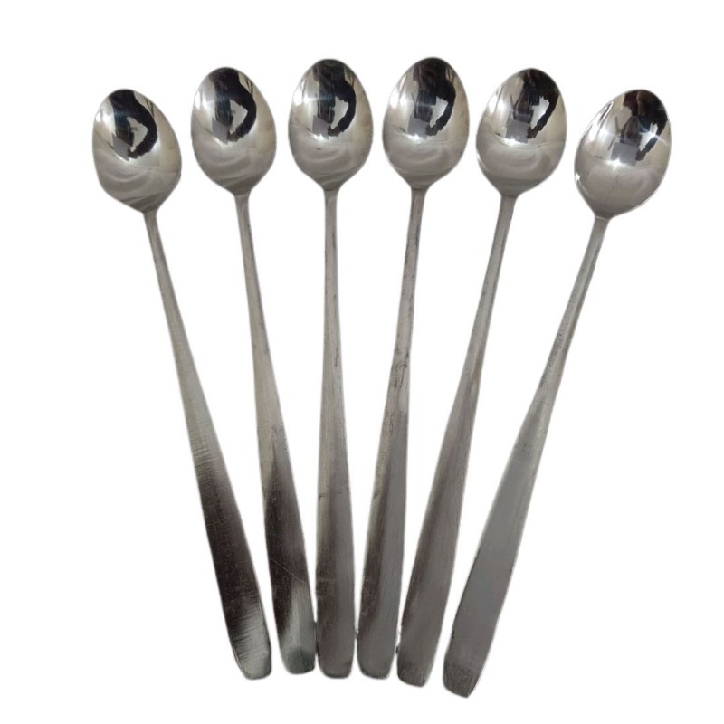 Picture of 6 pcs stainless steel long hundle pickling spoon silver colour  8 inch long-Silver