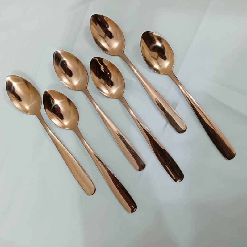 Picture of 6 Pcs 15cm long  Copper tea spoon golden color tea spoon mirror polish copper spoon-Gold