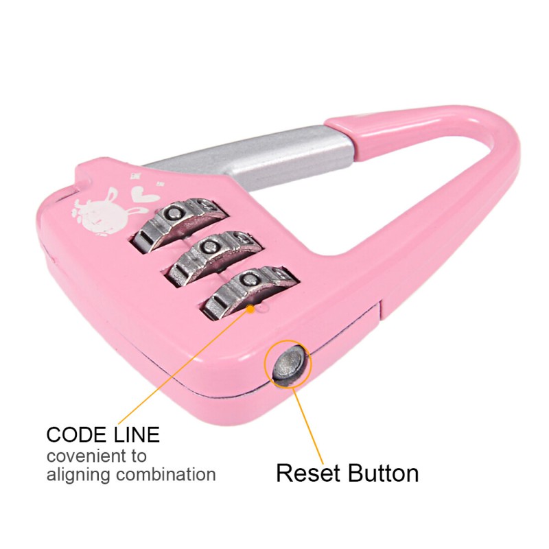 Picture of Premium Quality - 3 Digit Combination Padlock, 3.5mm Shackle, Zinc Alloy Padlock Pink - Modern - Choice Expression - Understated Sophistication-Pink