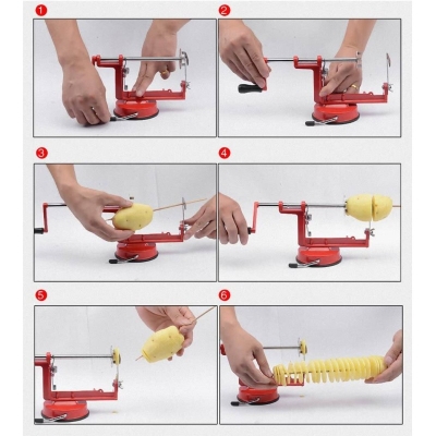 Picture of Spiral Potato Cutter, Hurricane Potato, Festival, Stall, Party-Red