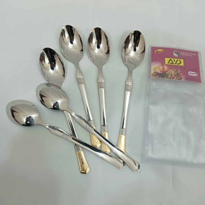 Picture of AYD premium golden design spoon 6 pcs stainless steel Tea spoon Magnet proof spoon mirror polish 15cm long spoon-Silver