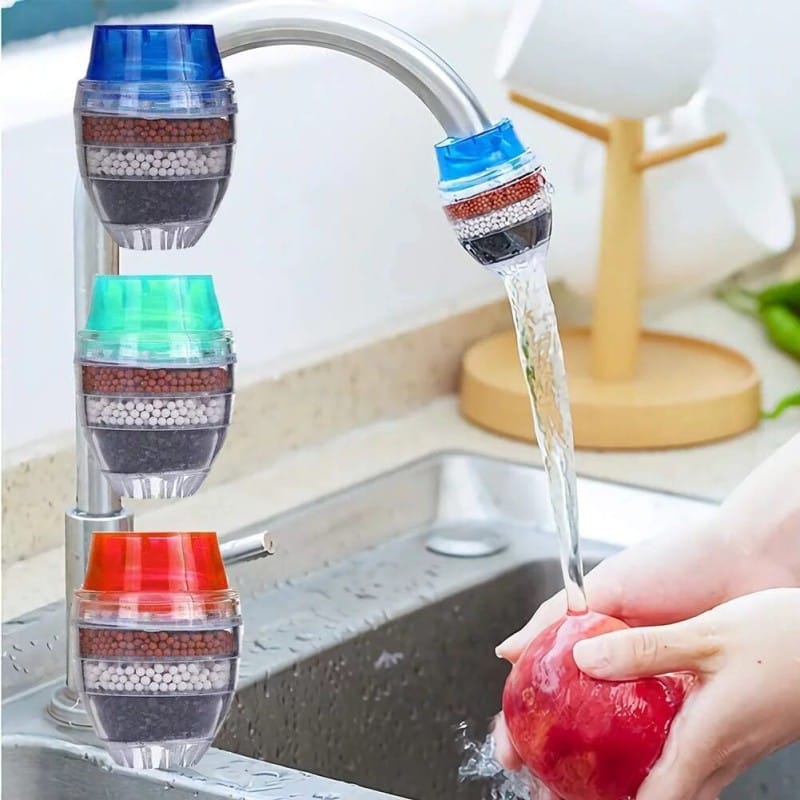 Picture of Mini Home Coconut Activated Carbon Filter - 6 Pcs Round Tap Water Filters for Kitchen-Multicolor