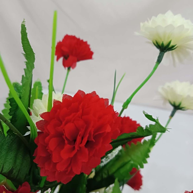 Picture of 40cm Long Multicolor Silk Artificial Flowers Stick - 20-28 Heads, Plastic and Fabric - Ideal for Home, Restaurant, Wedding, and Festival Decoration-Multicolor