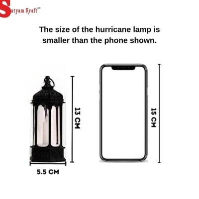 Picture of 1 Pcs Acrylic Antique LED Hurricane Lantern Lamp, Wall Hanging Led String Light Holder for Wall Home, Drawing, Living Room, Bedroom, Restaurant, Wall Decor for Christmas-Black
