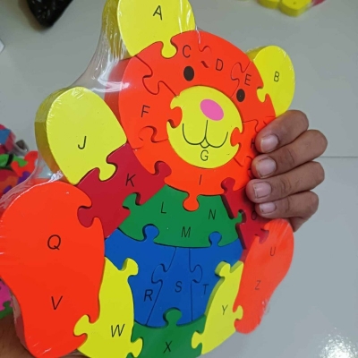 Picture of Highly Durable - A to Z and 1-26 Alphabet and Number Wooden Jigsaw Puzzle - Bear - Sustainable Choice - Understated Sophistication-Multicolor