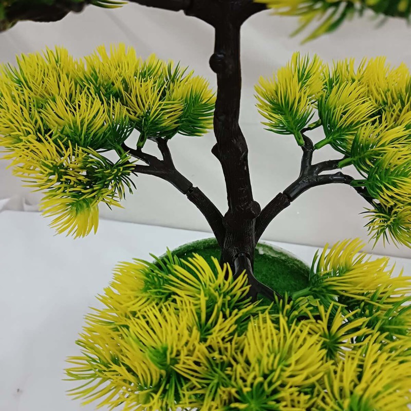 Picture of 7-Head Artificial Pine Tree Bonsai, 43*24cm Plastic Plant - Home, Living Room, Garden, Office, Shop, Restaurant Decor-Multicolor