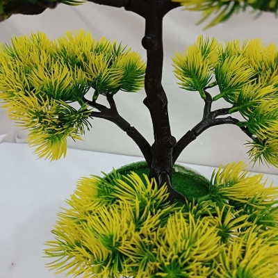 Picture of 7-Head Artificial Pine Tree Bonsai, 43*24cm Plastic Plant - Home, Living Room, Garden, Office, Shop, Restaurant Decor-Multicolor