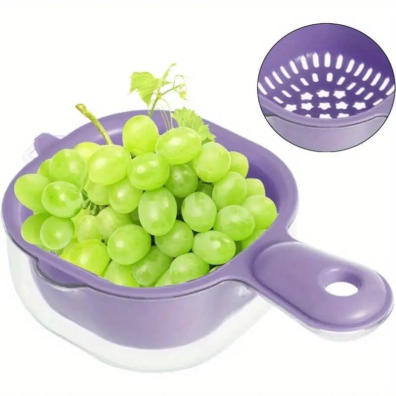 Picture of 1 Pcs Plastic Colander with Handle - Perfect for Rinsing Fruits and Vegetables - Veggie Washing Basin - Fruit Drainer Bowl - Mixed Multicolor-Multicolor