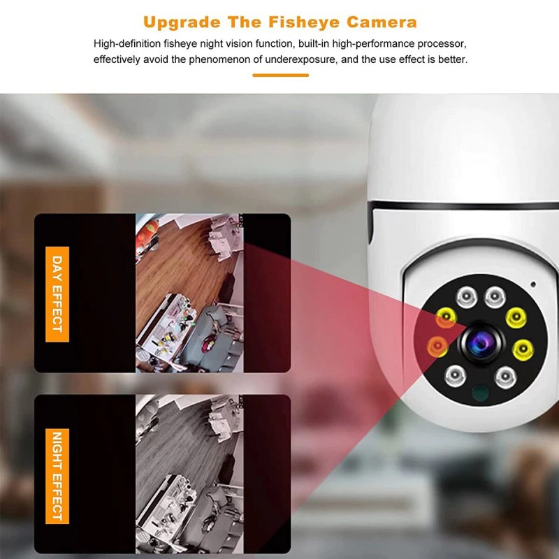 Picture of E27 Light Bulb Security Camera 360° Panoramic IP Camera Wireless Home Surveillance Cameras Human Motion Detection-White