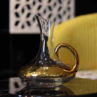 Picture of 7 pcs set European style Red Coke Glass Set Domestic cocacola Decanter European Style Luxury Black water Glasses 1500ml and 320ml Golden color Design-Gold