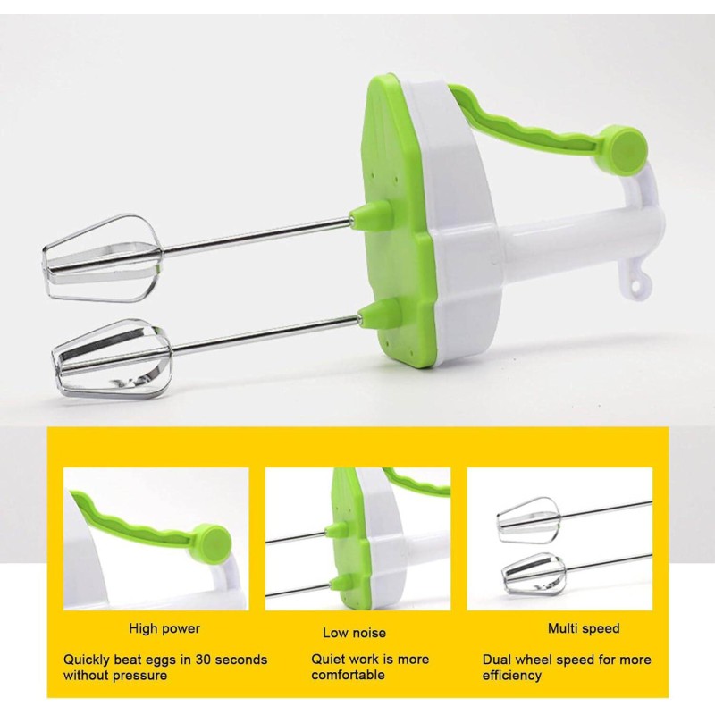 Picture of Egg Beater, Stainless Steel Egg Beater, Portable Egg Scrambler with Non Slip Handle, Mixing Utensil for Eggs, Hand Held Compact Egg Beater, Manual Egg Beater for Blending Beating-White