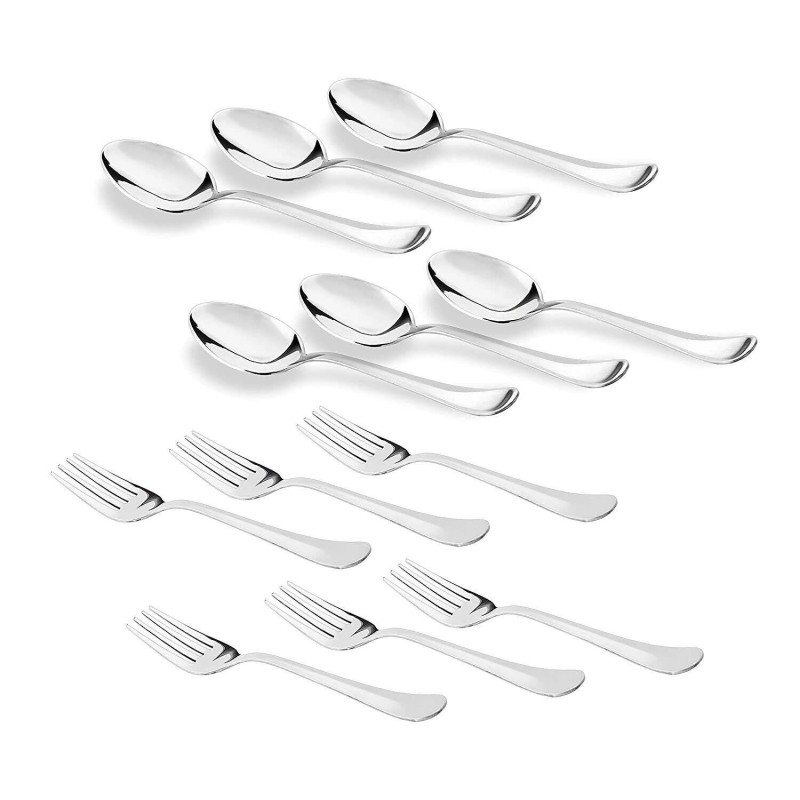 Picture of 12pcs Stainless Steel  Spoons Mini Coffee Teab & fork spoon 15cm-Silver