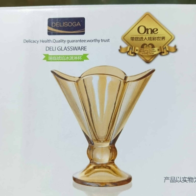 Picture of Glass Ice Cream Bowl - 180 ml.| Perfect for Serving Ice Cream, Fruit, Salad, Snack, Cocktail - Pack of 6 (DAKBO55HA) - Minimalistic Sophistication-Gold