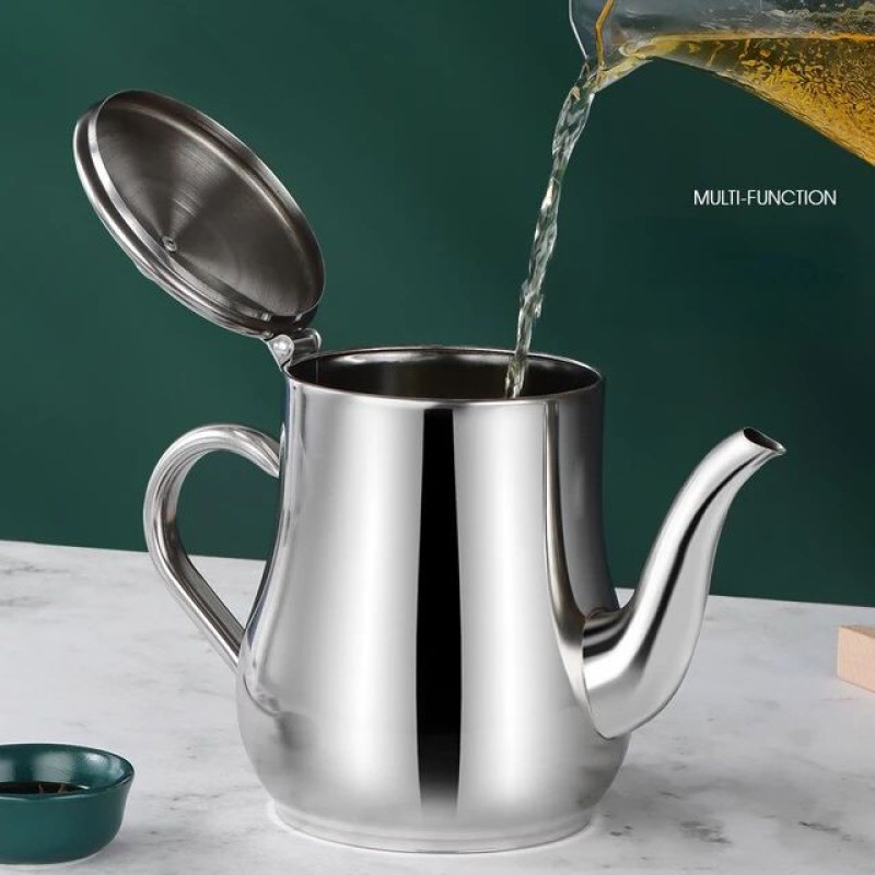 Picture of 1PC Household Stainless Steel Oil Pot with Filter-Silver