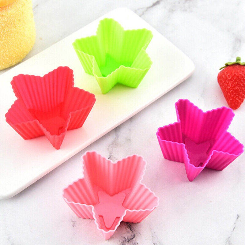 Picture of 6Pcs Star Silicone Mold Heart Cupcake Soap Silicone Cake Mold Muffin Baking Mold Tools Bakery Pastry Tools Bakeware Kitchen-Multicolor
