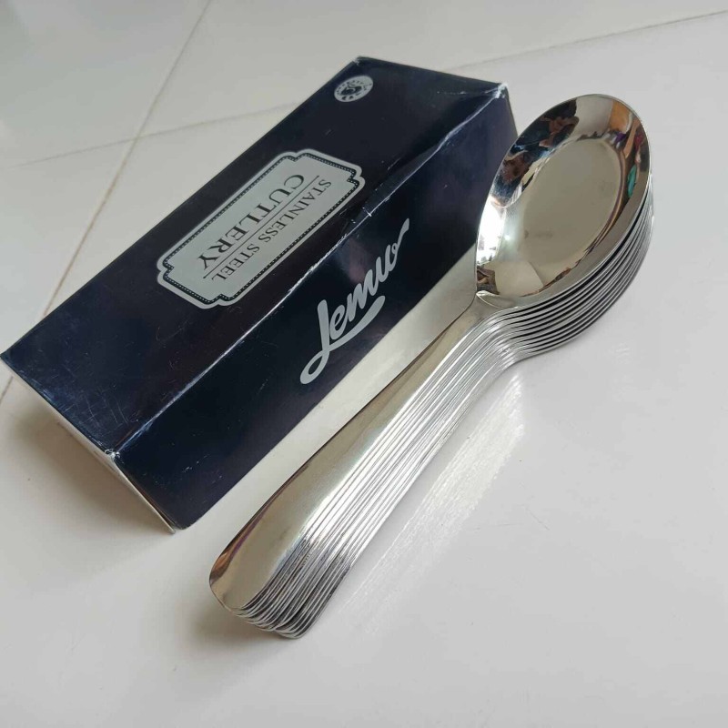 Picture of Lionel 12 pcs set Sup Spoon Lionel Thai Chinese Stainless Steel Soup Spoons 16 cm Long Big Size-Silver
