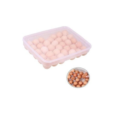 Picture of Egg box 34 Grids Egg Storage Box Large Capacity Hard Plastic Egg Case Organizer Holder Box Container Egg Dispenser for Refrigerator34 Grads Egg Box Basket Organizer Plastic Egg Food Container/dim box-White