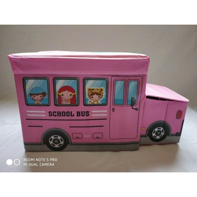 Picture of Toy Storage Ottoman Kids Toy Books play box Bedroom Stool Car Folding Chest Seat-Multicolor