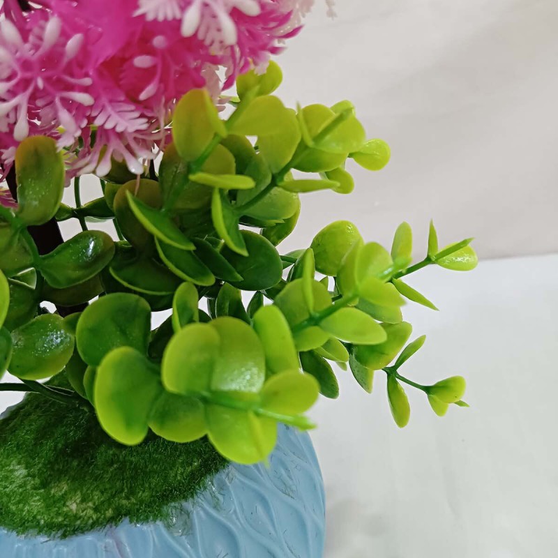 Picture of This 30cm Multicolor Round Shape Bonsai Plant is perfect for home, office, or restaurant decor. Made of durable plastic, ideal for living rooms, table corners, or balconies. Comes with vase. Quantity: 1 pcs.-Multicolor