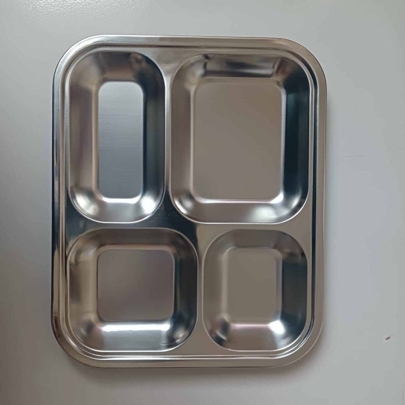 Picture of MollaDepartmental 1 PCS 4 compartment Stainless Steel Cafeteria Tray-Silver