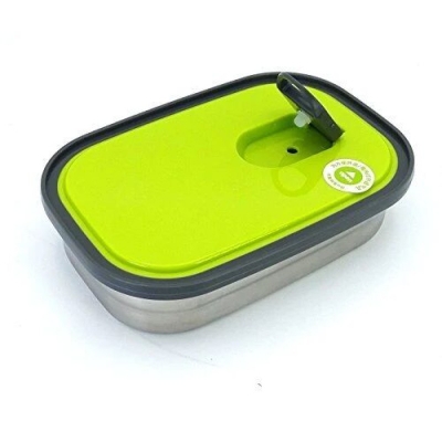 Picture of 1 pcs 1.1L Rectangle Stainless Steel Food Container lunch box for outdoor-Silver