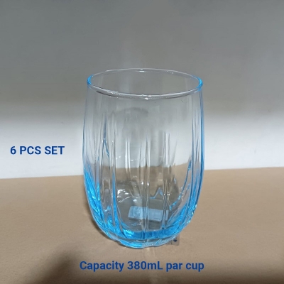Picture of 6 pcs color glass cup set JS5139-2B (Blue)-Blue