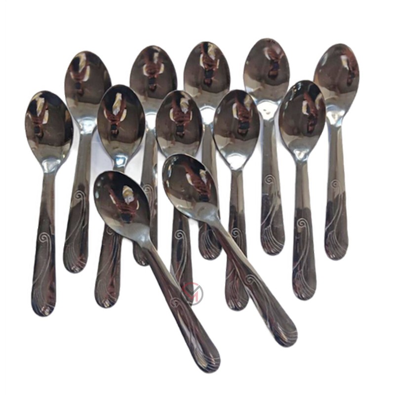 Picture of Nova Black Berry 12 pcs Stainless Steel Sugar Spoons Mini Tea Coffee Teaspoon-Silver