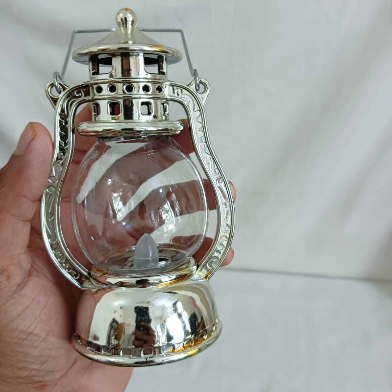 Picture of "14.5cm LED Retro Hanging Lantern - Multi-Color ABS Plastic for Outdoor and Garden Decor | Battery-Powered Lantern Light for Ramadan Table and Room Decoration"-Multicolor