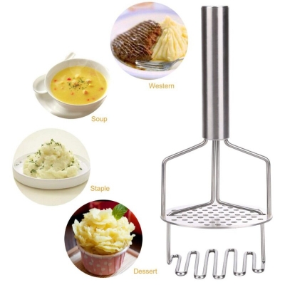 Picture of Stainless Steel Hand Potato/Vegetable/Pav bhaji Masher (Silver)-Silver