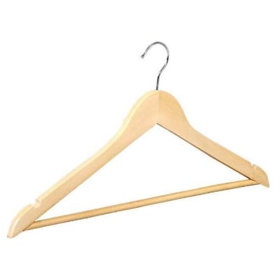 Picture of 1 Pcs Wooden Coat Hangers ,Natural Finish Clothes Hangers-Light Wood - Hanger