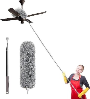 Picture of Microfiber Dusting Retractable Household Cleaner Feather Duster Car Sweeper From the Dust Brush - Grey
