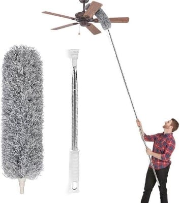 Picture of Microfiber Dusting Retractable Household Cleaner Feather Duster Car Sweeper From the Dust Brush - Grey