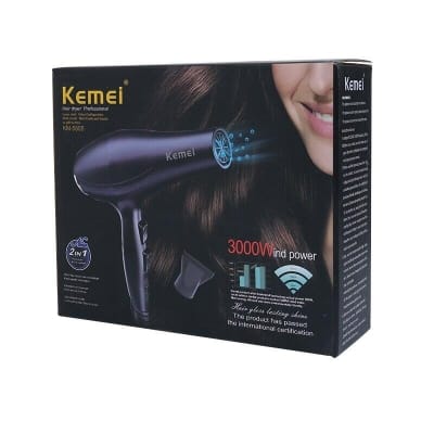 Picture of Kemey 3000W  Powerful-Professional-Heavy-Duty-Hair-Dryer-for-Unisex - Black ( 2 in ! )