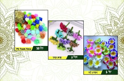 Picture of 20 Pcs Artificial Rose, 5 Pcs Katgolap, Renu Tora 2 Pcs Flowers, MultiColour, Diy jewellery Making, Festival and Events, Home, Table, Room Decoration Items and DIY Craft