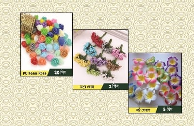 Picture of 20 Pcs Artificial Rose, 5 Pcs Katgolap, Renu Tora 2 Pcs Flowers, MultiColour, Diy jewellery Making, Festival and Events, Home, Table, Room Decoration Items and DIY Craft