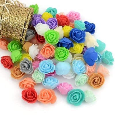 Picture of 20 Pcs Artificial Rose, 5 Pcs Katgolap, Renu Tora 2 Pcs Flowers, MultiColour, Diy jewellery Making, Festival and Events, Home, Table, Room Decoration Items and DIY Craft