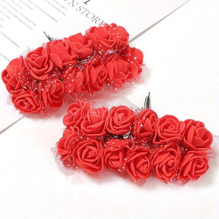 Picture of 12 Pcs Artificial Foam Rose Flowers, For Art & Craft / Jewellwry Making / Home Decoration Item