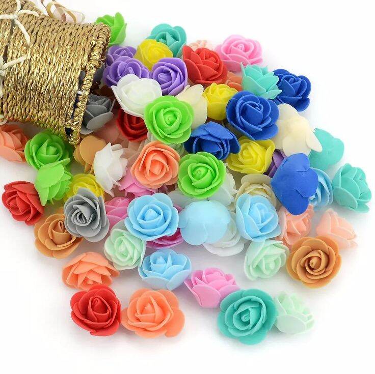 Picture of 50 pcs 3CM Artificial Foam Rose Flowers, MultiColour Water Floating Flowers, Festival and Events, Home, Table, Room Decoration Items and DIY Craft