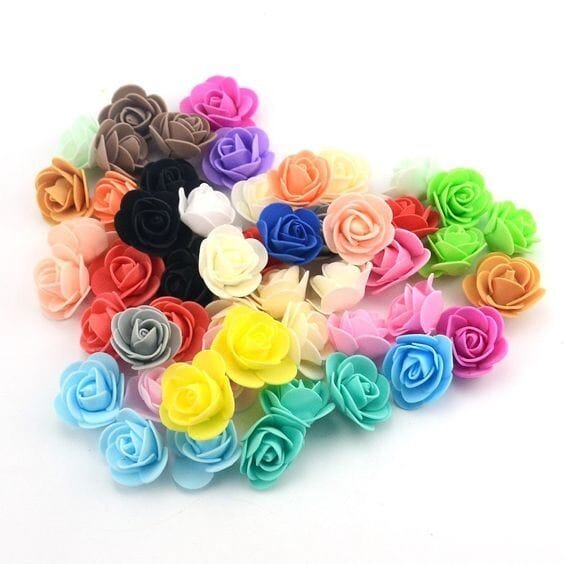 Picture of 50 pcs 3CM Artificial Foam Rose Flowers, MultiColour Water Floating Flowers, Festival and Events, Home, Table, Room Decoration Items and DIY Craft