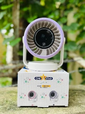 Picture of ONE STAR OS-4000 Mini Rechargeable Portable Table Fan with 5-Speed Digital Display, USB-C Charging, Compact Design for Home,
