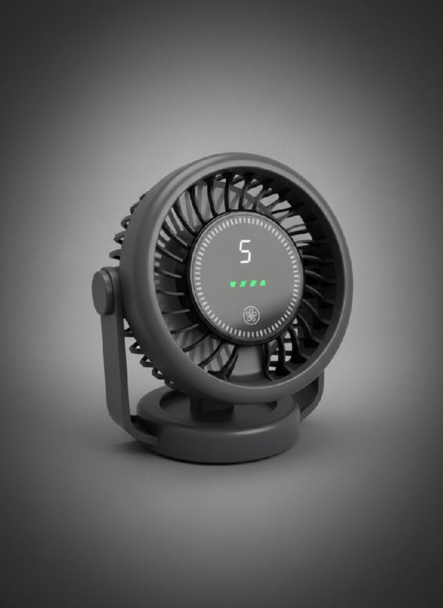 Picture of ONE STAR OS-4000 Mini Rechargeable Portable Table Fan with 5-Speed Digital Display, USB-C Charging, Compact Design for Home,