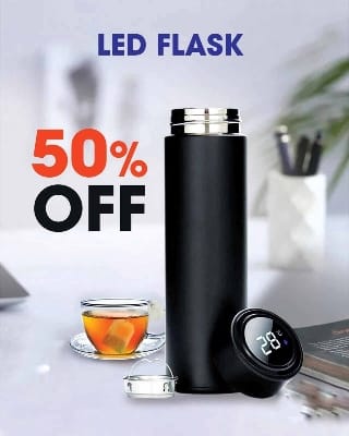 Picture of 500ml Led Temperature Display Stainless Steel Water Bottle, Smart Water Bottle Digital Display, - Black