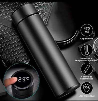 Picture of 500ml Led Temperature Display Stainless Steel Water Bottle, Smart Water Bottle Digital Display, - Black