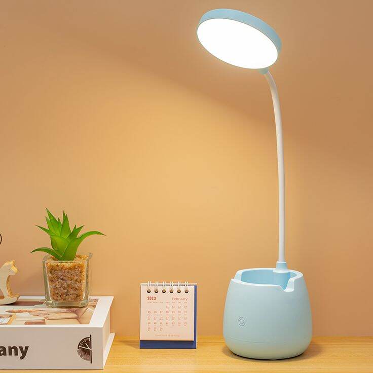 Picture of YAGE Rechargeable Table Lamp T109 Model 3 Light Mode Dimmer Touch On Off with Phone and Pen Holder Desk Reading Led Lamps Night Charging USB Cable Included