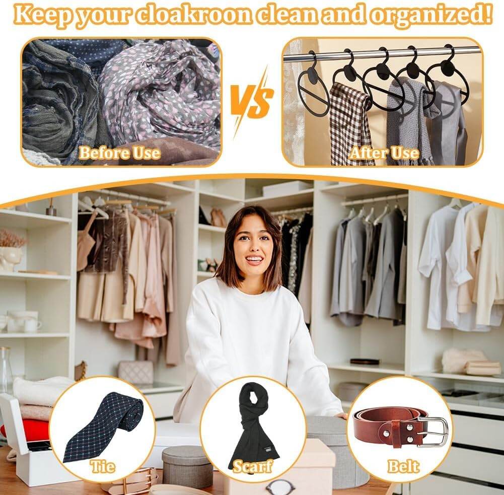 Picture of Hanger for Belt Tie Scarf Holder Rack Storage Hanger Display Scarf Hanger 12PCS - Black