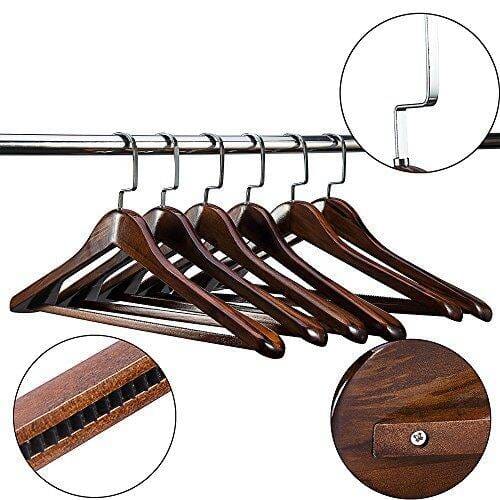 Picture of Wooden Coat Hangers Pack of 3 Suit Hangers Natural Finish Clothes Hangers-Light Wood - Hanger - Brown
