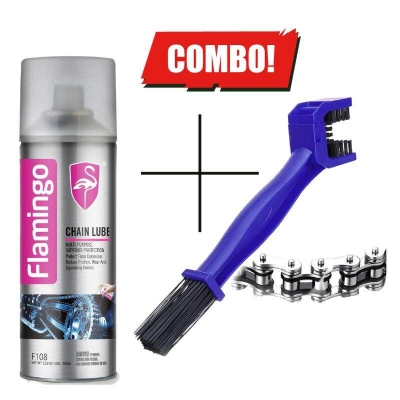 Picture of Flamingo Chain Lube 220ml & Chain Clean Brush for Motorbike (Combo Pack – 2pcs)