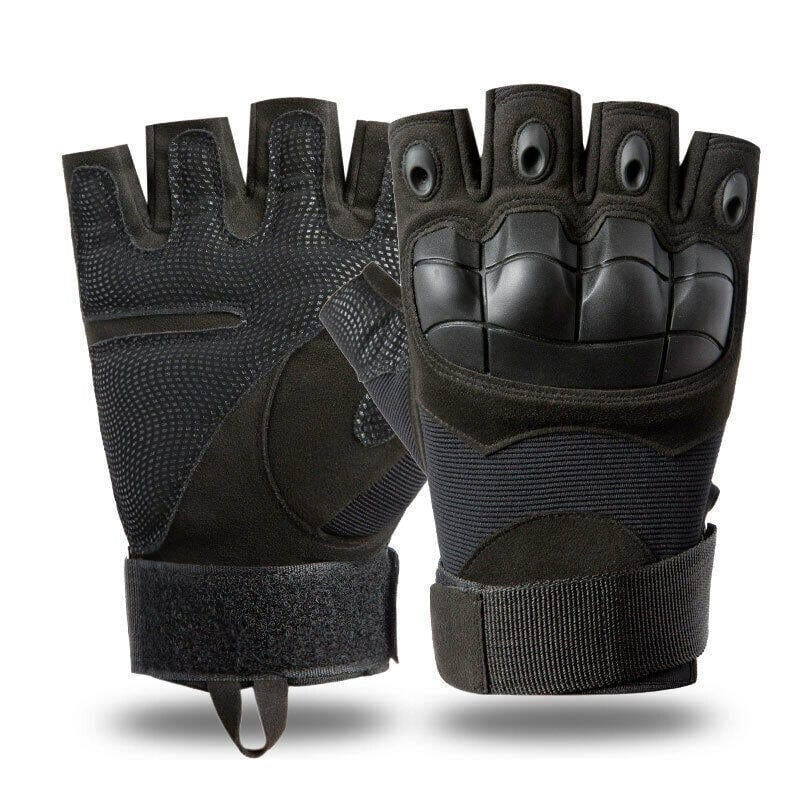 Picture of Motorcycle Military Grade Half Finger Army Green/Black - Hand Gloves For Bike