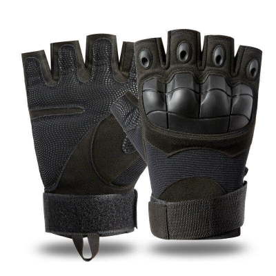 Picture of Motorcycle Military Grade Half Finger Army Green/Black - Hand Gloves For Bike